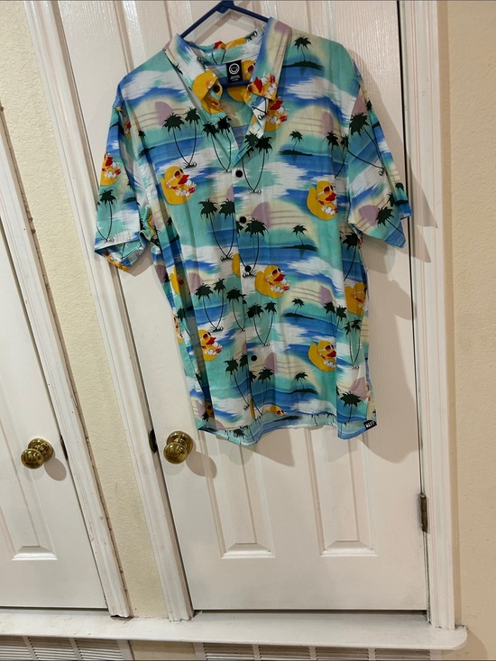 Neff Other - Neff Aqua Tropical Palm Button-Up Shirt